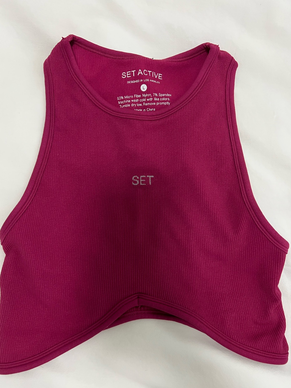 SET Active Women's Ribbed Crop Tank Top LARGE